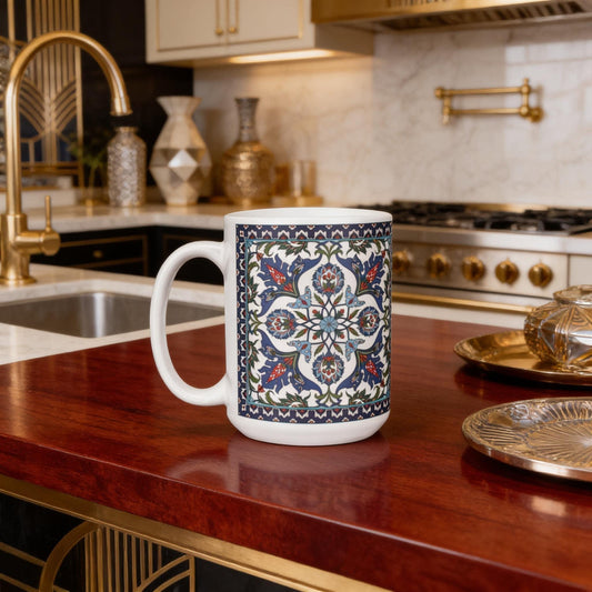 Armenian Blue Monogram Ceramic Mug – Personalised Gift - timelessbohochic.com