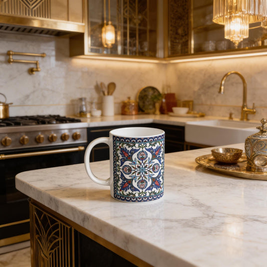 Armenian Blue Monogram Ceramic Mug – Personalised Gift - timelessbohochic.com