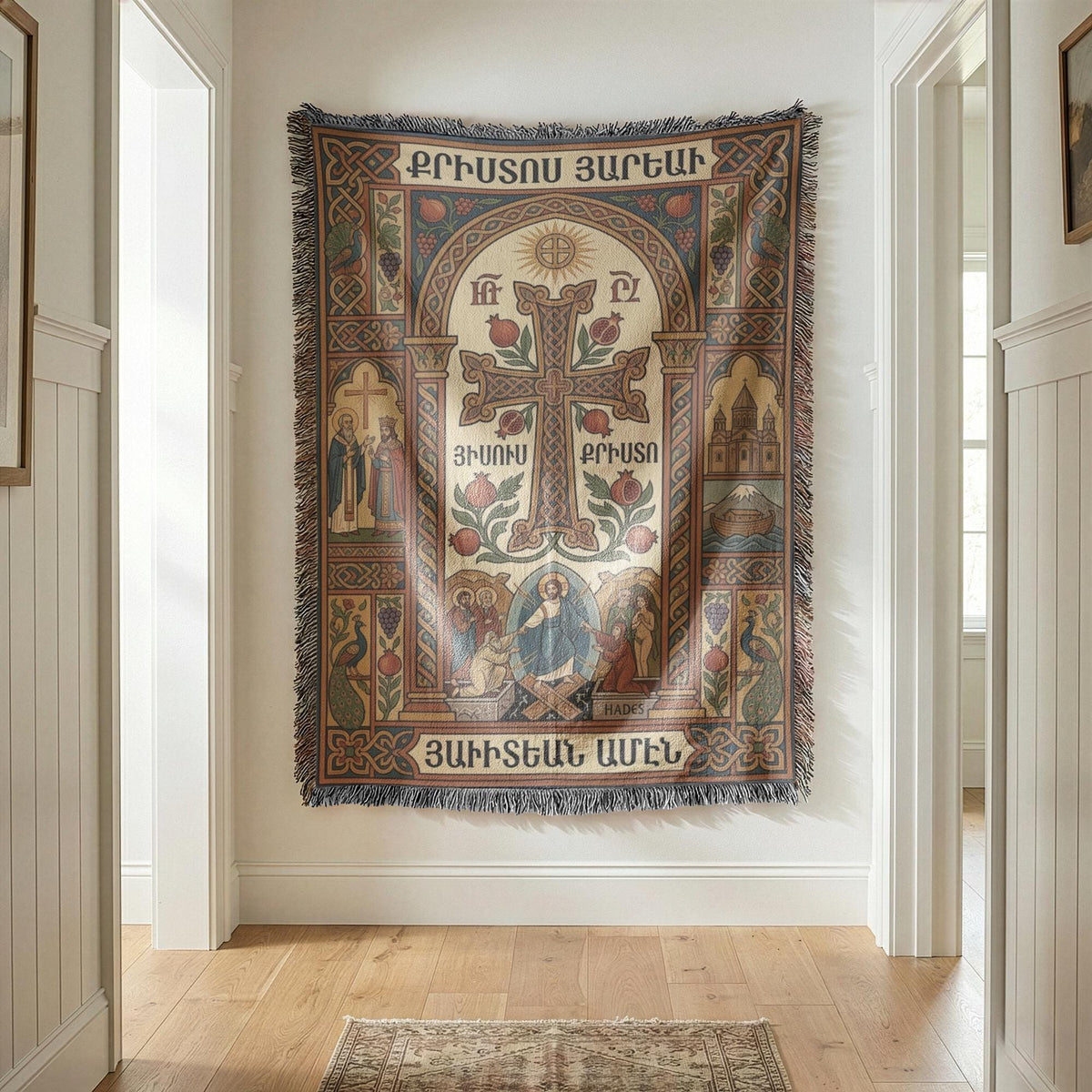 Resurrection of Christ Armenian Woven Wall Tapestry - Christian Sacred Wall Art