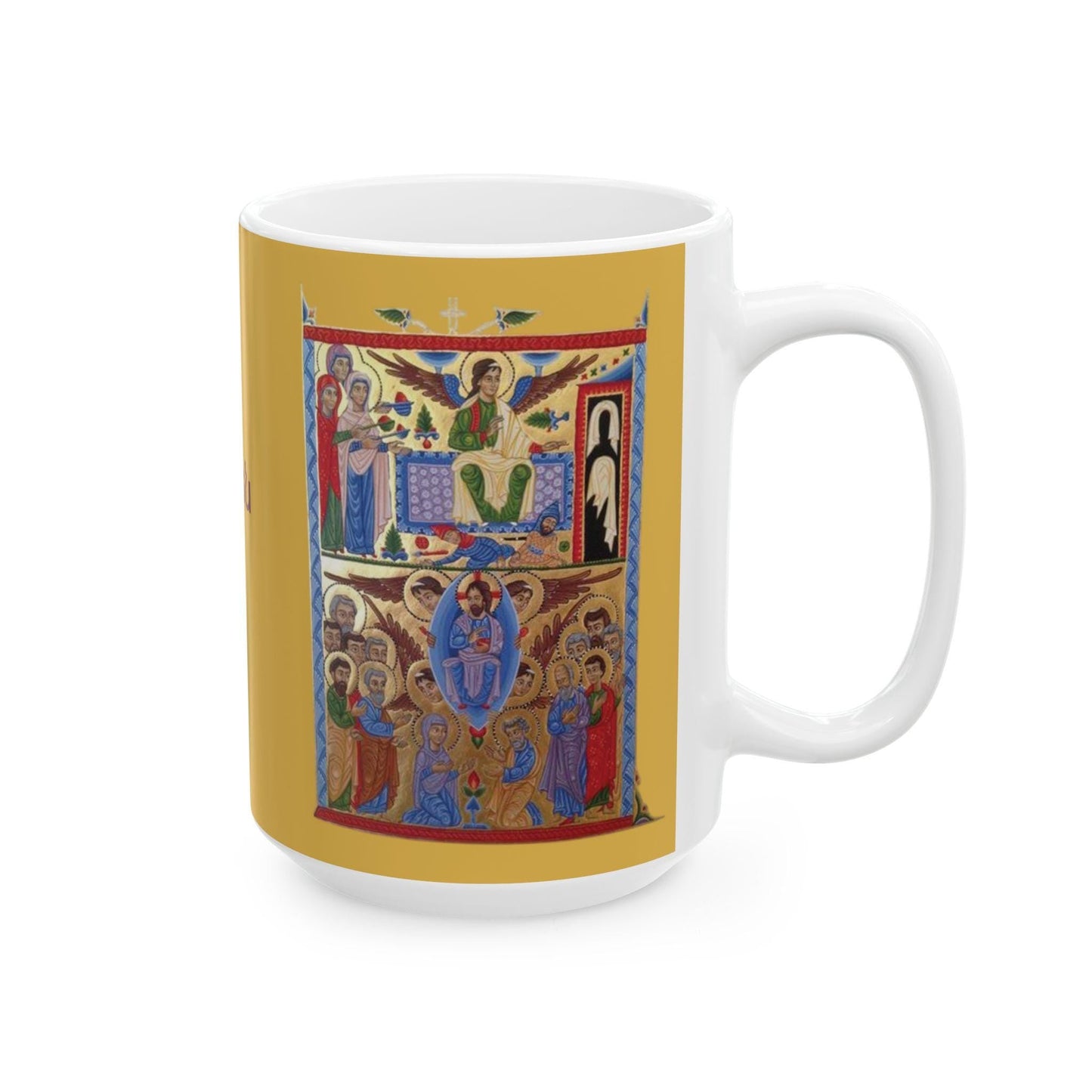 Armenian Easter Ceramic Mug, Hymnal-Style Illustration, Personalized - timelessbohochic.com