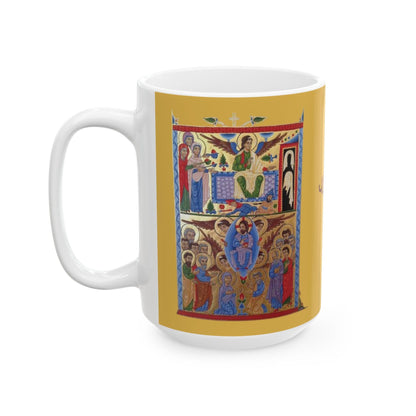 Armenian Easter Ceramic Mug, Hymnal-Style Illustration, Personalized - timelessbohochic.com
