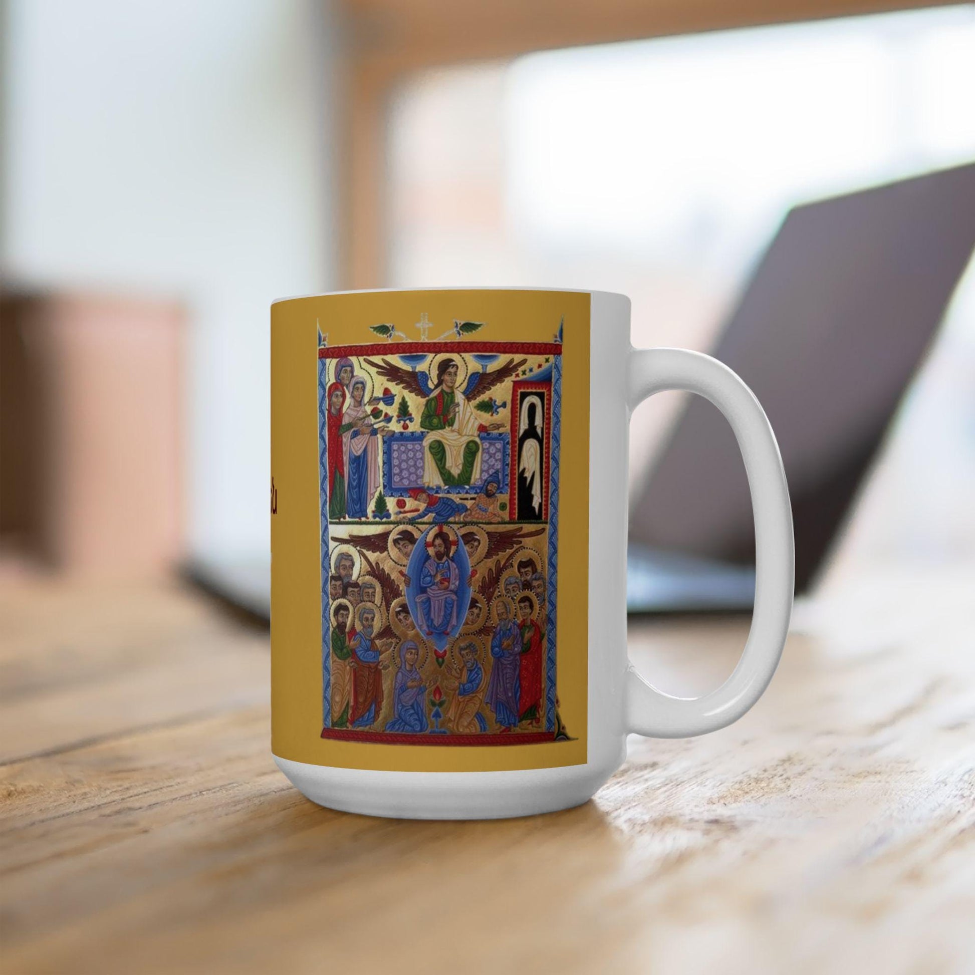 Armenian Easter Ceramic Mug, Hymnal-Style Illustration, Personalized - timelessbohochic.com