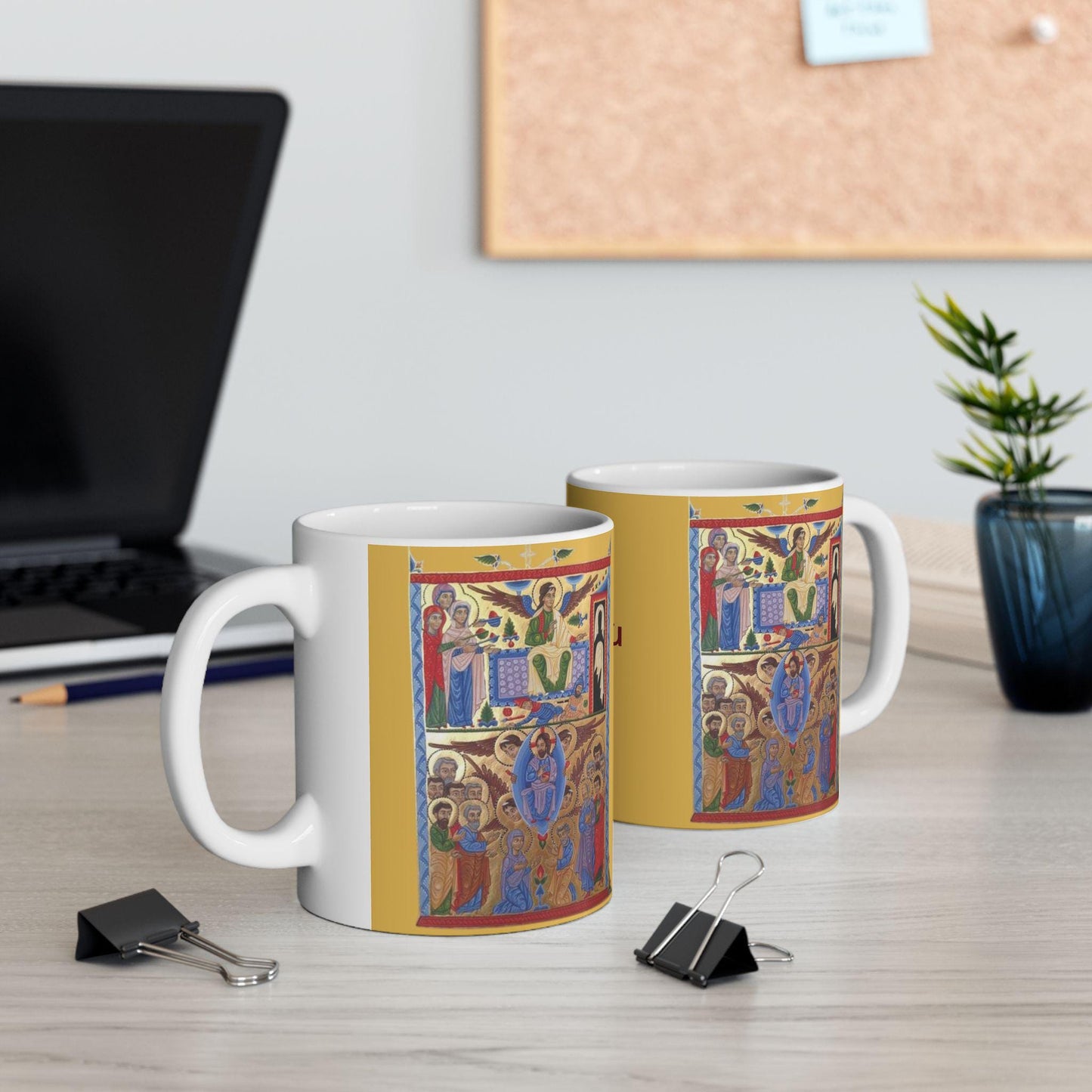 Armenian Easter Ceramic Mug, Hymnal-Style Illustration, Personalized - timelessbohochic.com