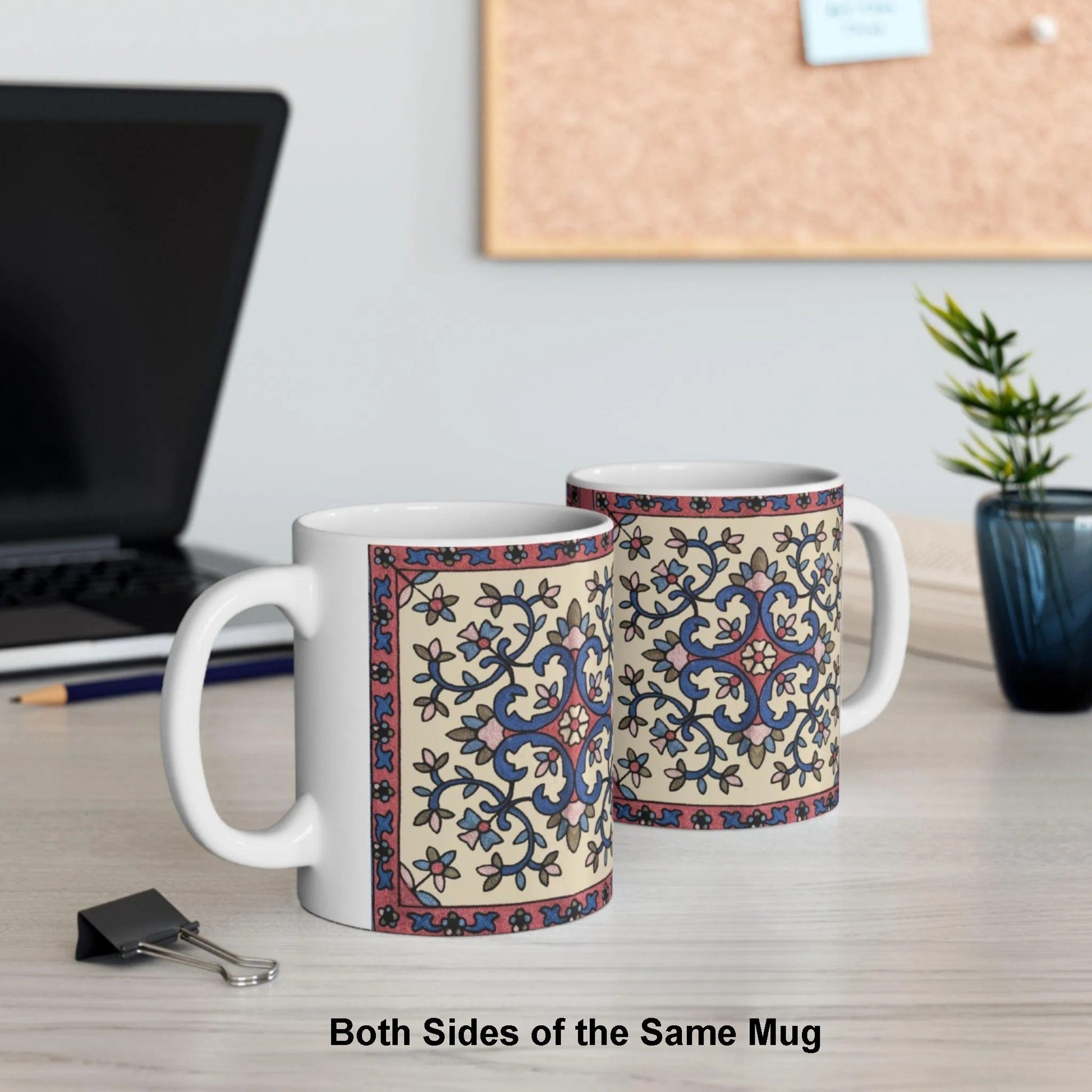 Armenian Floral Pattern Ceramic Mug, 11oz or 15oz, Personalized - timelessbohochic.com