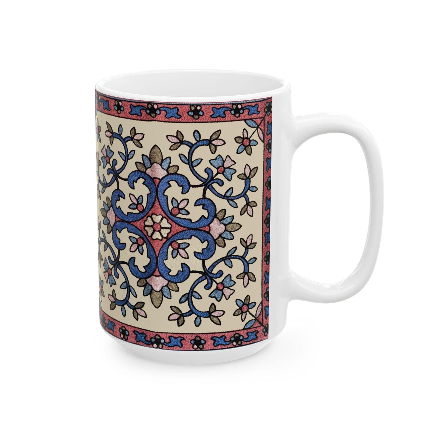 Armenian Floral Pattern Ceramic Mug, 11oz or 15oz, Personalized - timelessbohochic.com