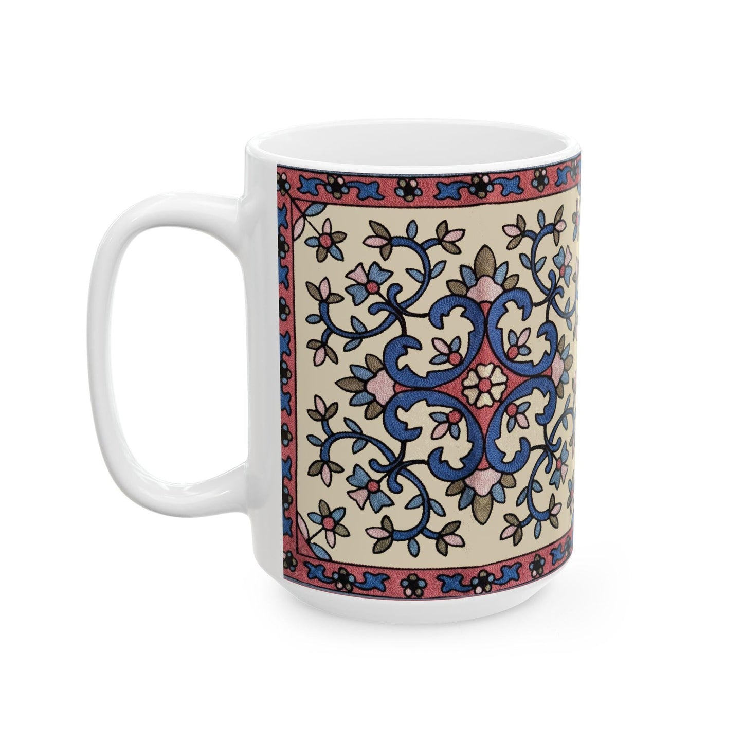 Armenian Floral Pattern Ceramic Mug, 11oz or 15oz, Personalized - timelessbohochic.com
