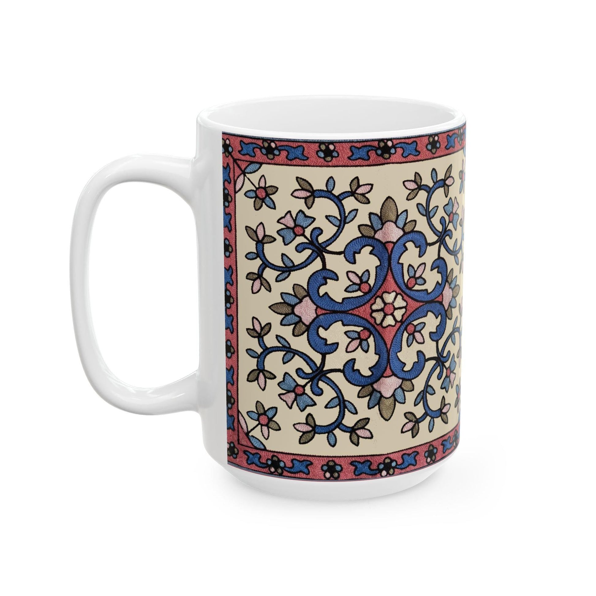 Armenian Floral Pattern Ceramic Mug, 11oz or 15oz, Personalized - timelessbohochic.com