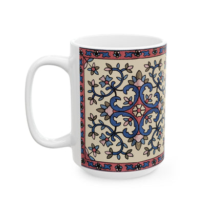 Armenian Floral Pattern Ceramic Mug, 11oz or 15oz, Personalized - timelessbohochic.com