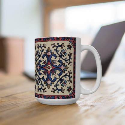 Armenian Floral Pattern Ceramic Mug, 11oz or 15oz, Personalized - timelessbohochic.com