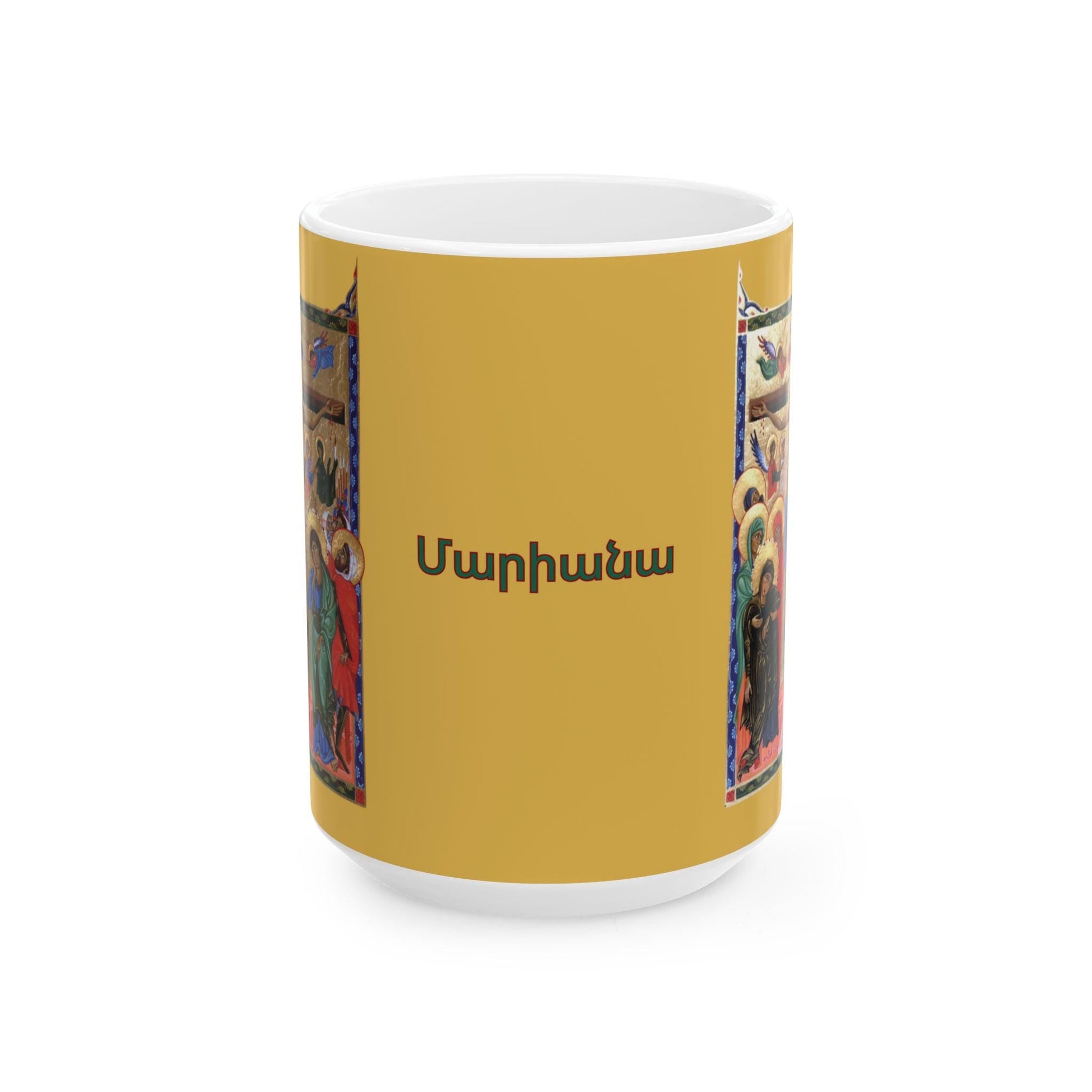 Armenian Illumination-Style Crucifixion Ceramic Mug, Personalized - timelessbohochic.com