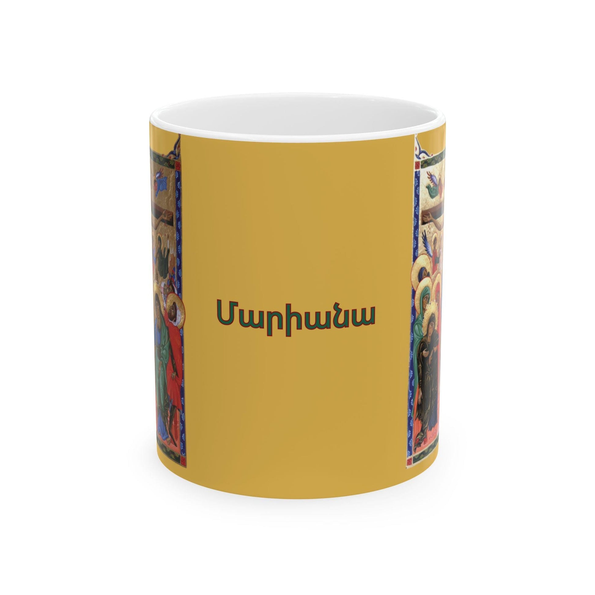 Armenian Illumination-Style Crucifixion Ceramic Mug, Personalized - timelessbohochic.com
