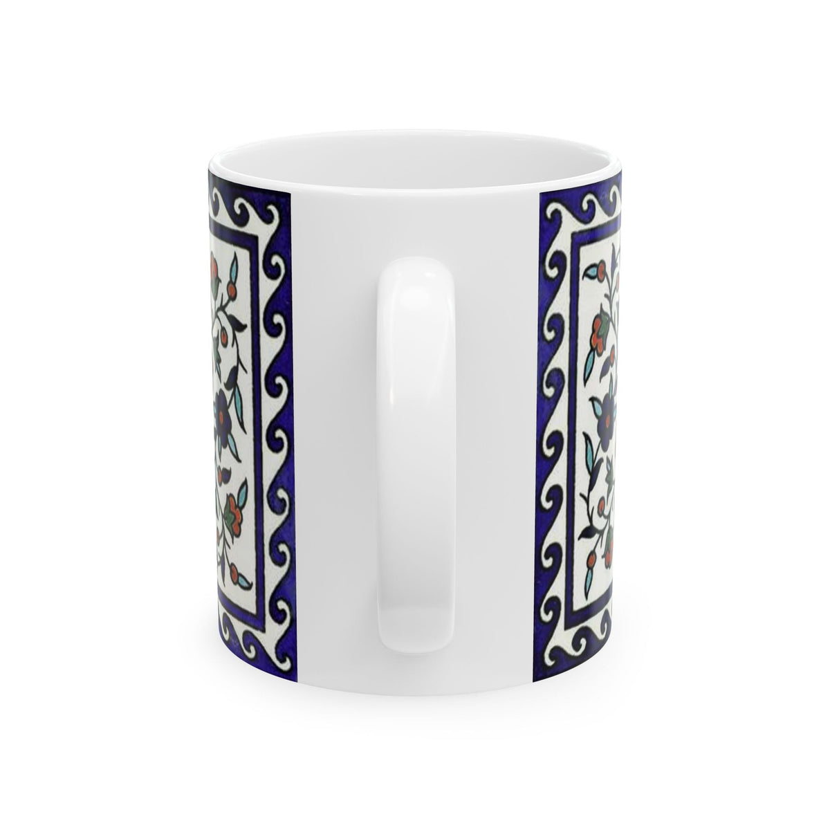 Armenian Iznik Ceramic Mug, Blue Pattern Coffee Cup, Personalized - timelessbohochic.com