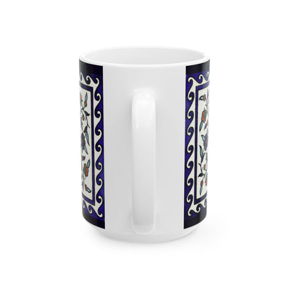 Armenian Iznik Ceramic Mug, Blue Pattern Coffee Cup, Personalized - timelessbohochic.com