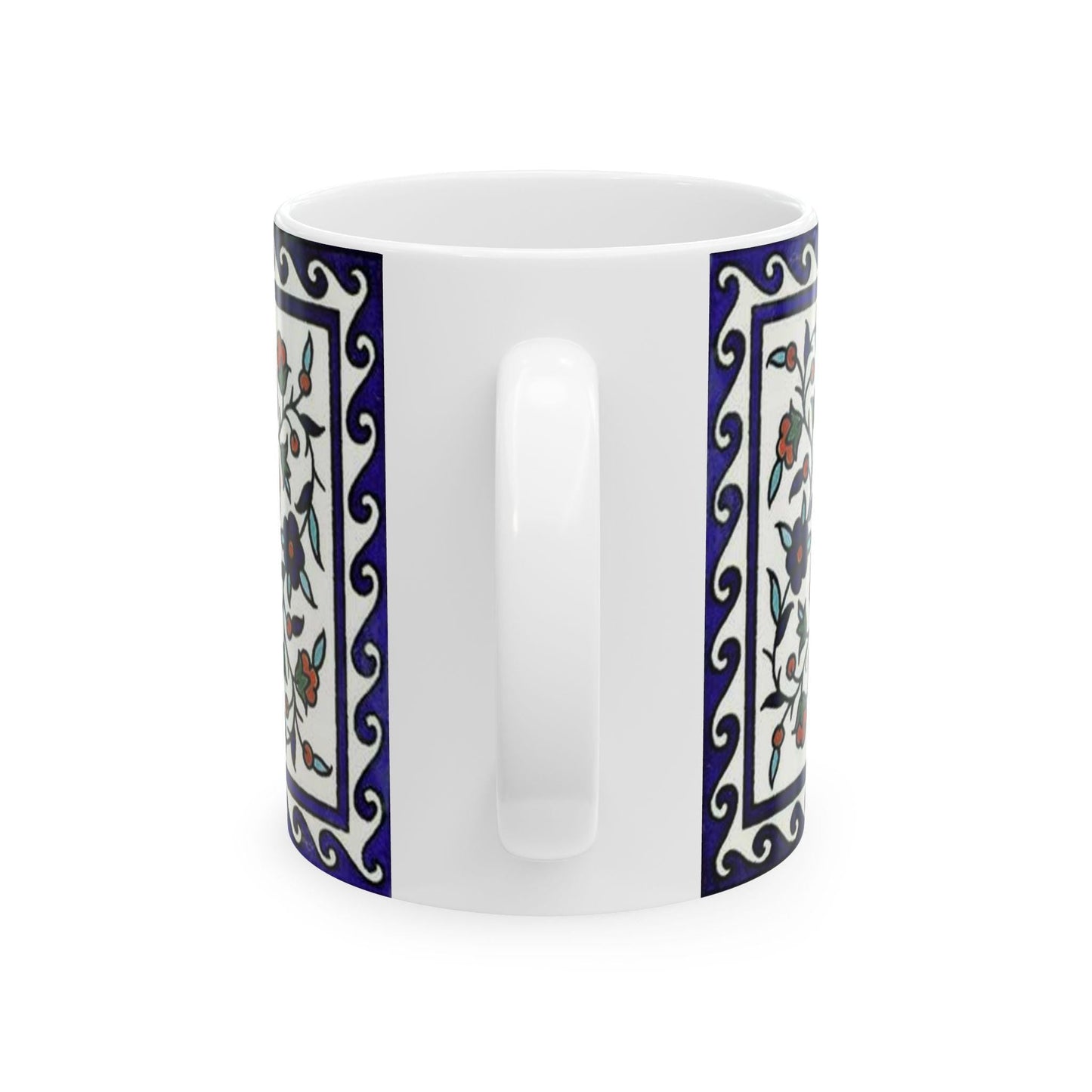 Armenian Iznik-Pattern Ceramic Mug, Personalized Coffee Cup - timelessbohochic.com