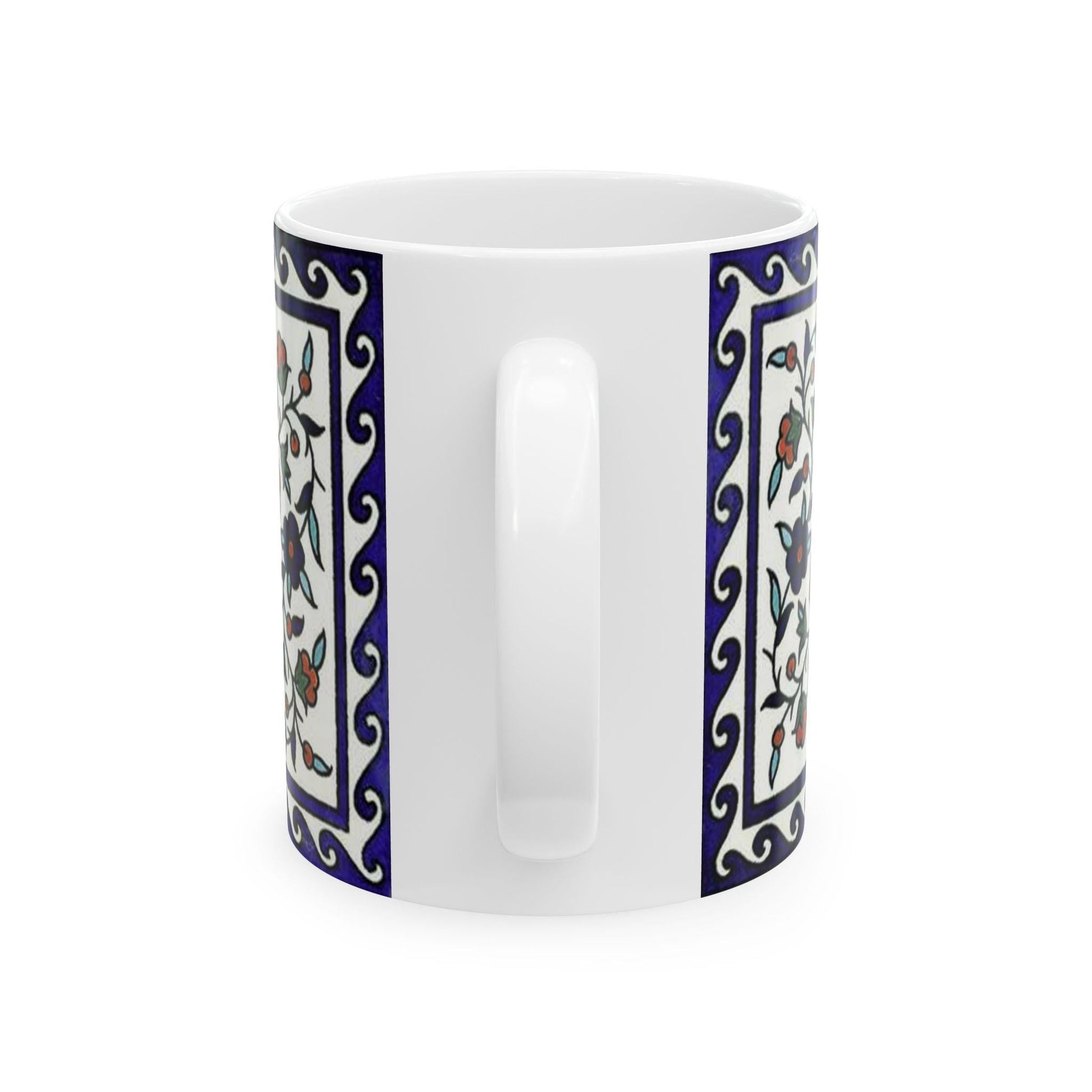 Armenian Iznik-Pattern Ceramic Mug, Personalized Coffee Cup - timelessbohochic.com