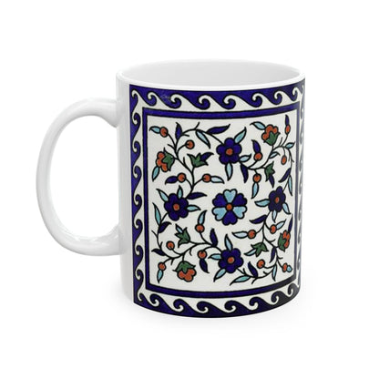 Armenian Iznik-Pattern Ceramic Mug, Personalized Coffee Cup - timelessbohochic.com