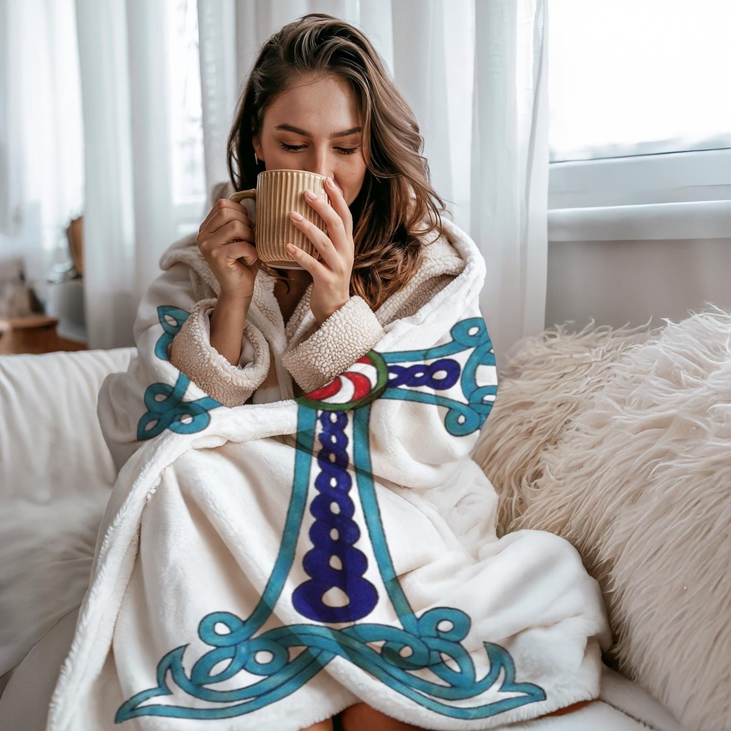 Armenian Khachkar Cross Plush Velveteen Blanket – Diaspora Heritage Gift