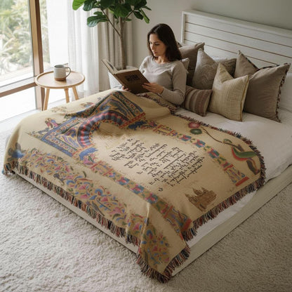 Armenian Lord's Prayer (Hayr Mer) Woven Cotton Blanket Scriptures – Diaspora Heritage Gift - timelessbohochic.com