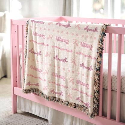 Armenian Monogram Woven Cotton Baby Blanket – Christening Gift
