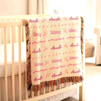 Armenian Monogram Woven Cotton Baby Blanket – Christening Gift