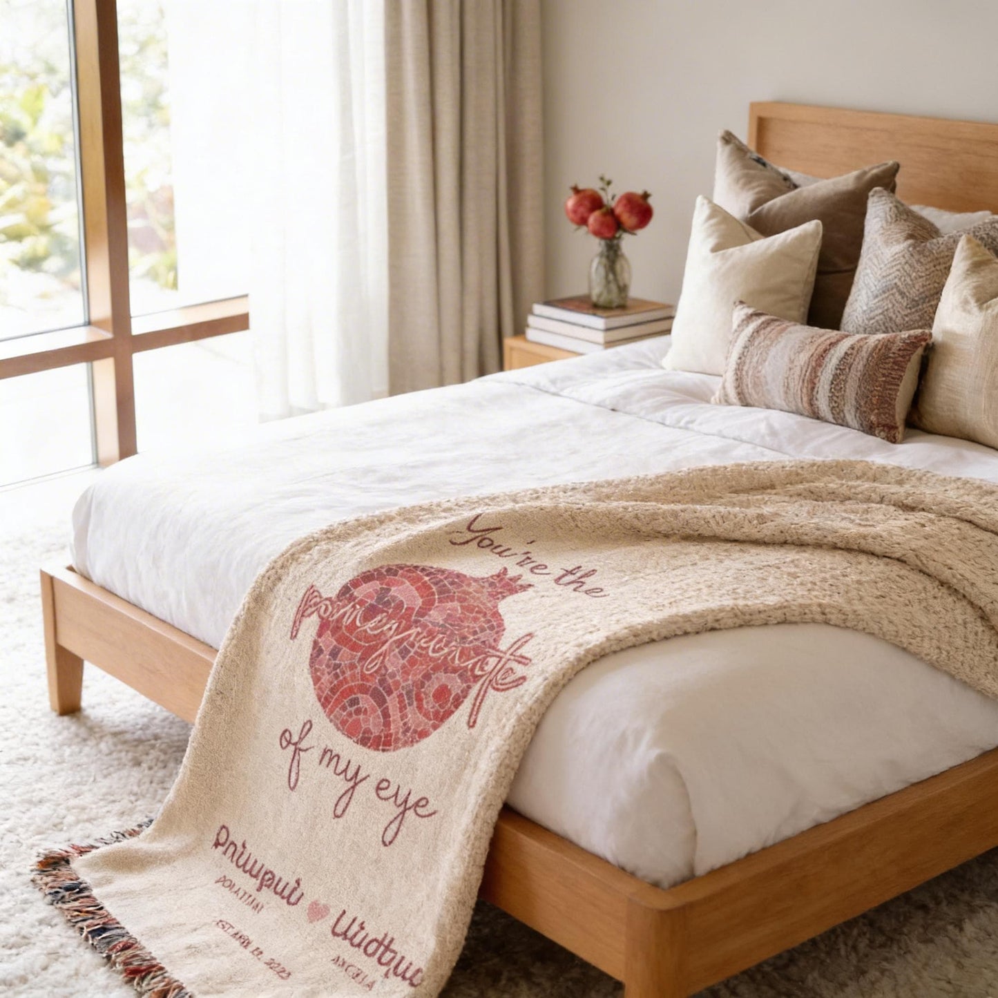 Armenian Monogram Woven Cotton Blanket – Wedding Keepsake - timelessbohochic.com