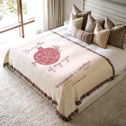 Armenian Monogram Woven Cotton Blanket – Wedding Keepsake - timelessbohochic.com