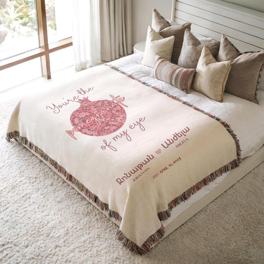 Armenian Monogram Woven Cotton Pillow – Wedding Keepsake - timelessbohochic.com