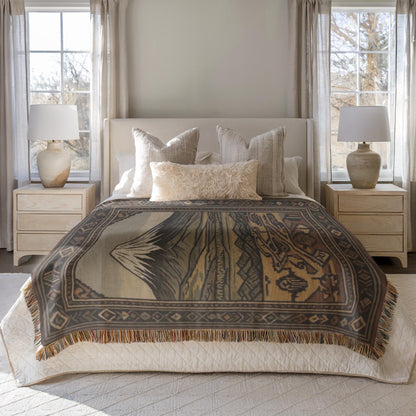 Armenian Mount Ararat Woven Cotton Blanket – Diaspora Heritage Gift - timelessbohochic.com
