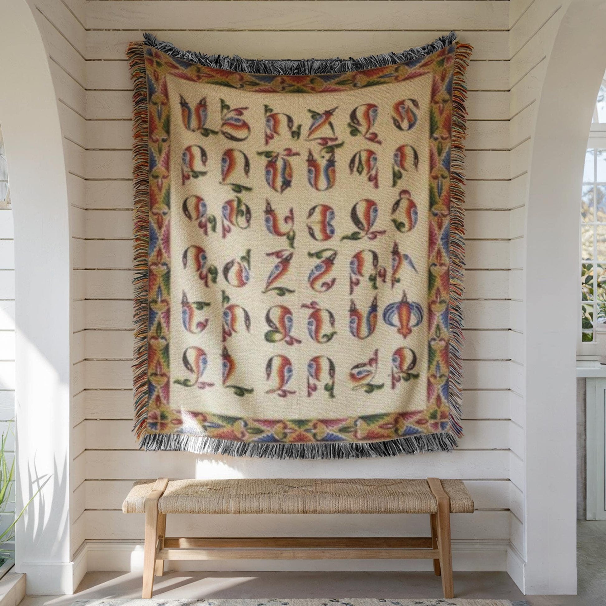 Armenian Multicolor Monogram Woven Wall Tapestry – Personalised Gift - timelessbohochic.com
