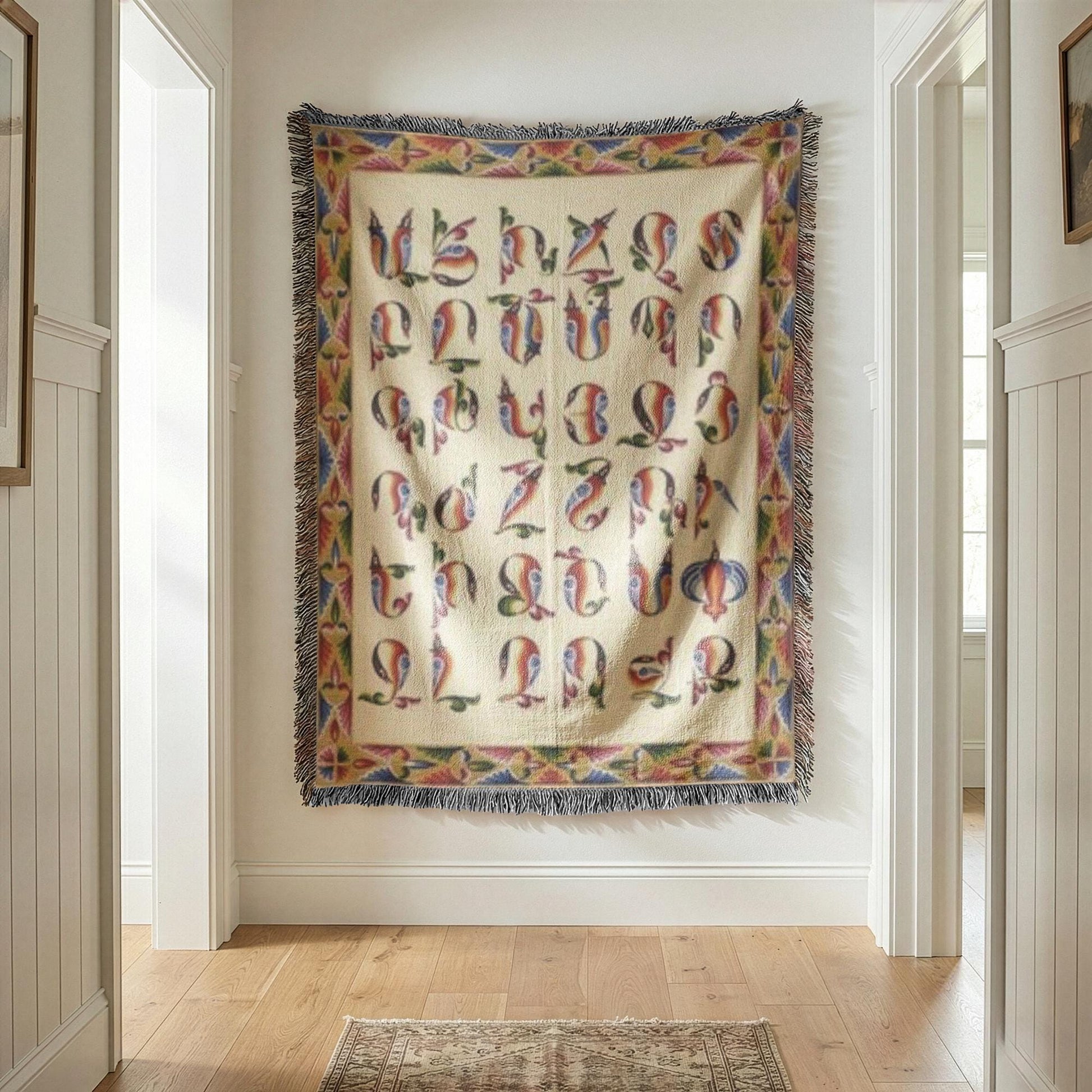Armenian Multicolor Monogram Woven Wall Tapestry – Personalised Gift - timelessbohochic.com