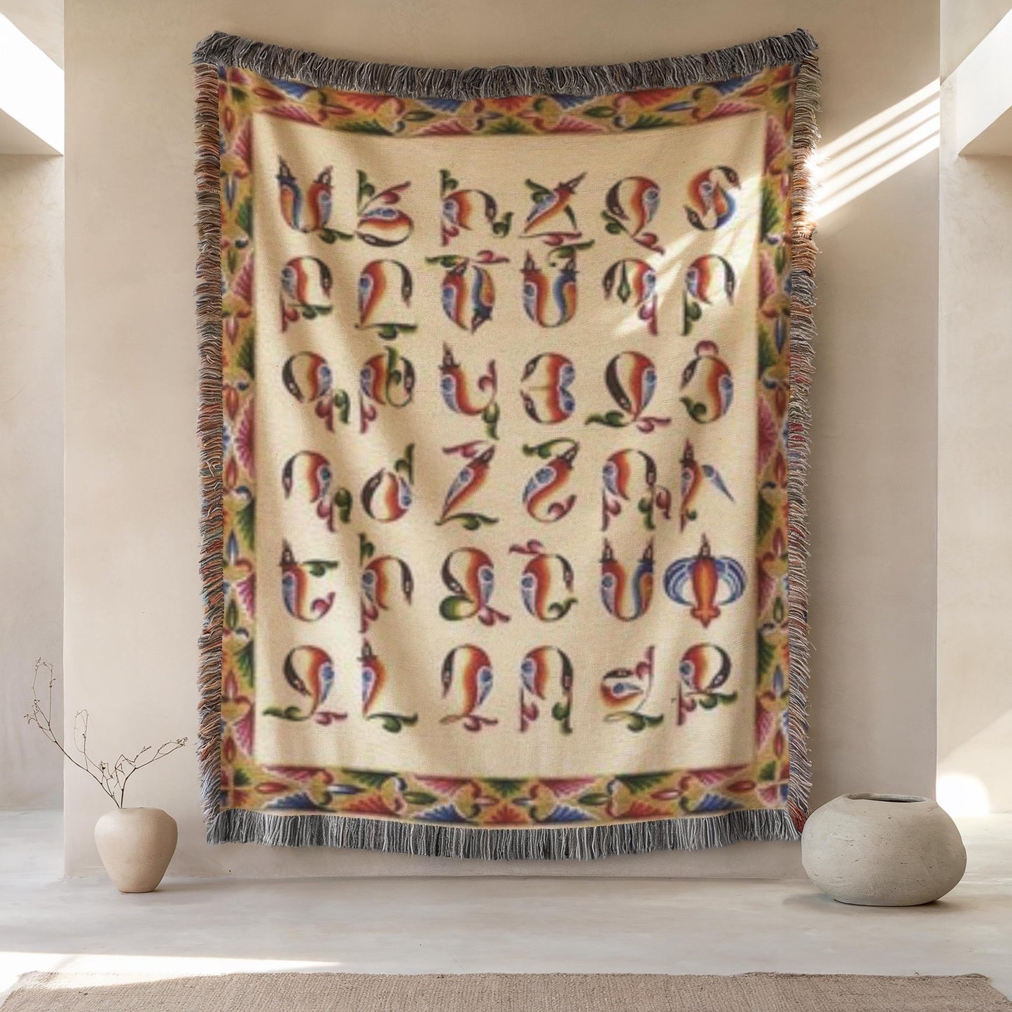 Armenian Multicolor Monogram Woven Wall Tapestry – Personalised Gift - timelessbohochic.com