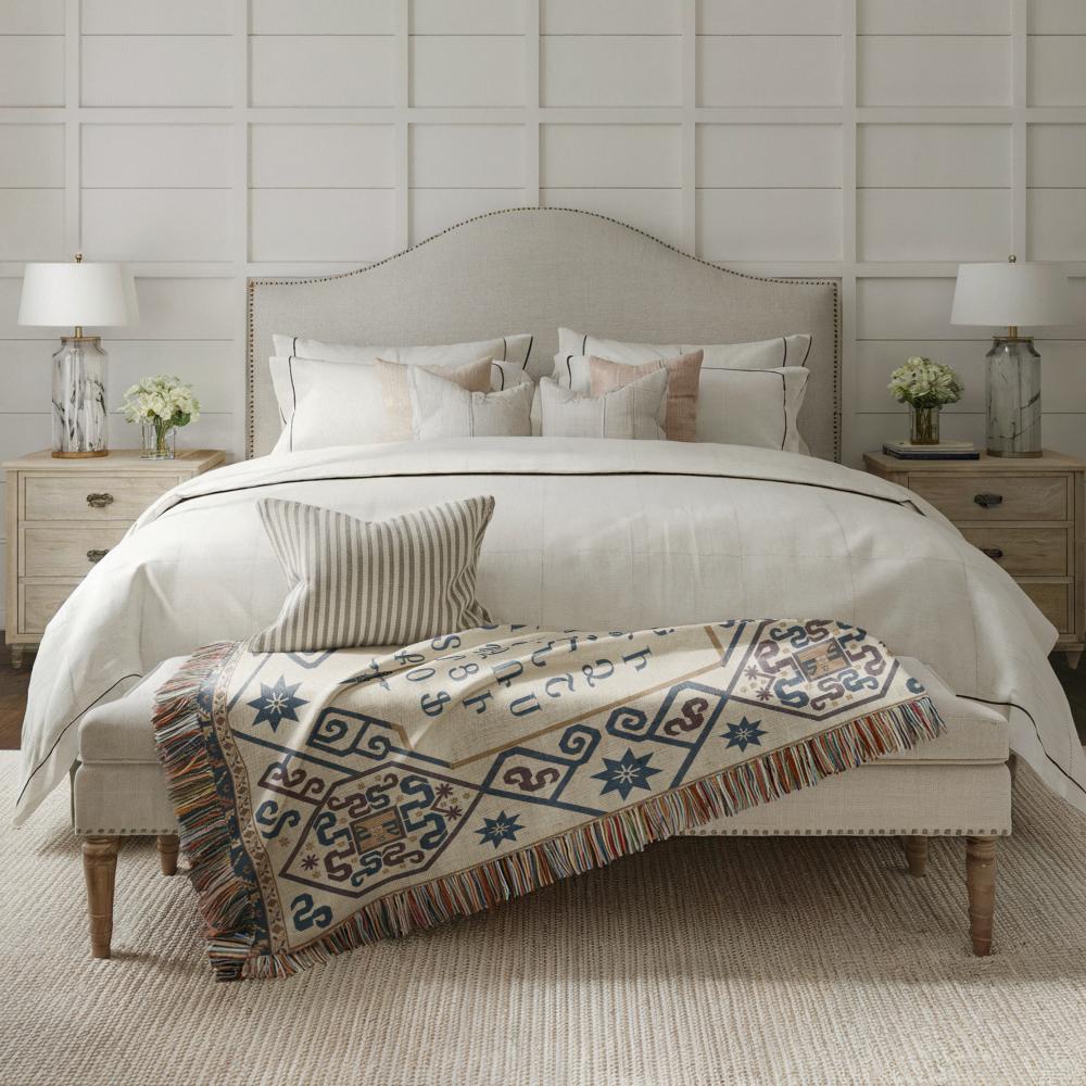 Armenian Ornamental Woven Blanket – Blue, Red & Gold - timelessbohochic.com