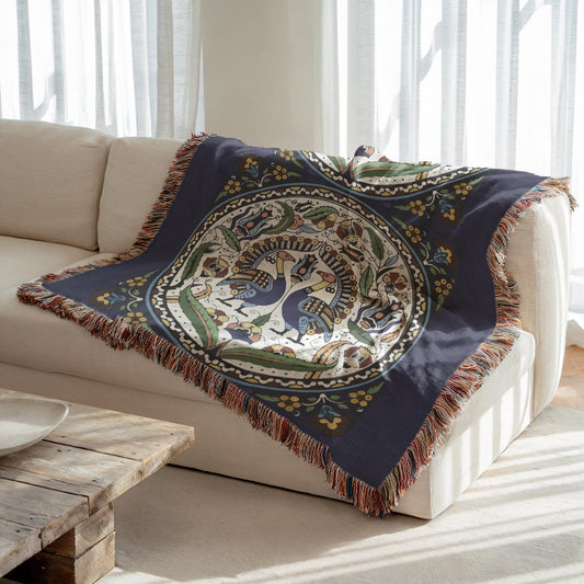 Armenian Ornamental Woven Cotton Blanket – Diaspora Heritage Gift - timelessbohochic.com