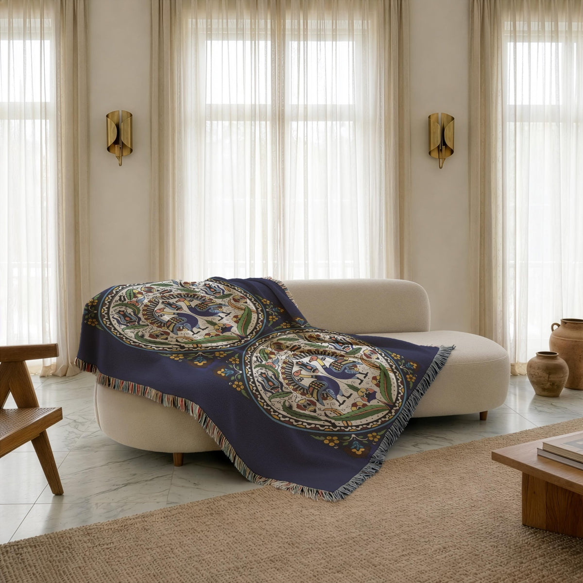 Armenian Ornamental Woven Cotton Blanket – Diaspora Heritage Gift - timelessbohochic.com