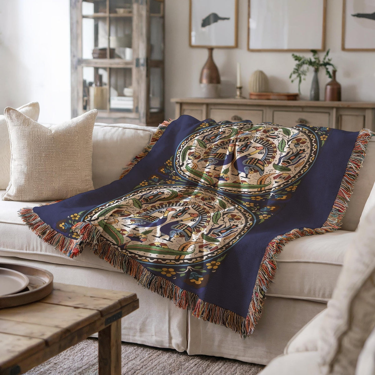 Armenian Ornamental Woven Cotton Blanket – Diaspora Heritage Gift - timelessbohochic.com