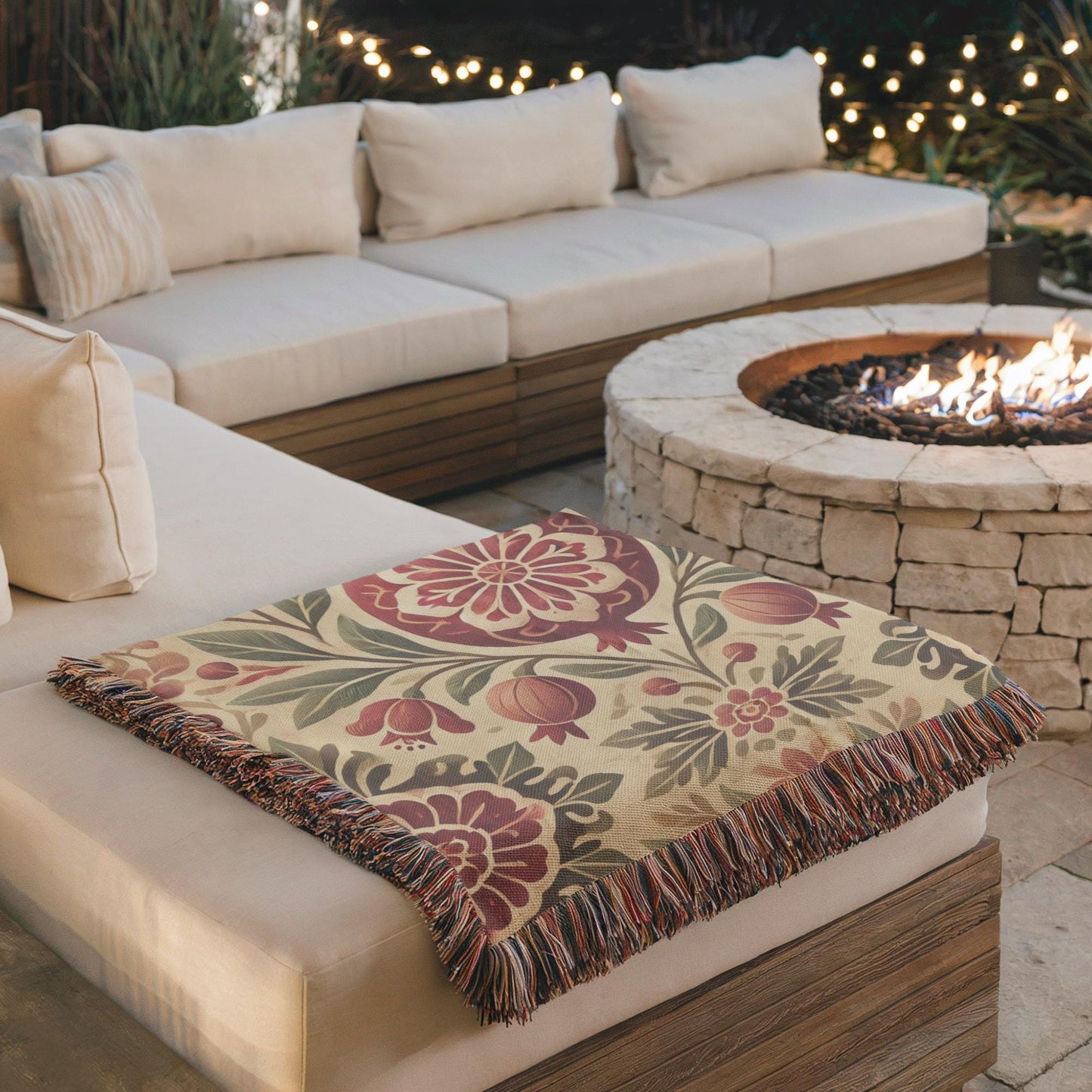 Armenian Pomegranate Woven Cotton Blanket – Armenian Christmas Gift - timelessbohochic.com