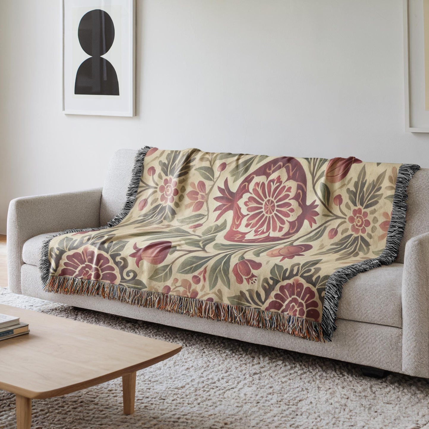 Armenian Pomegranate Woven Cotton Blanket – Armenian Christmas Gift - timelessbohochic.com