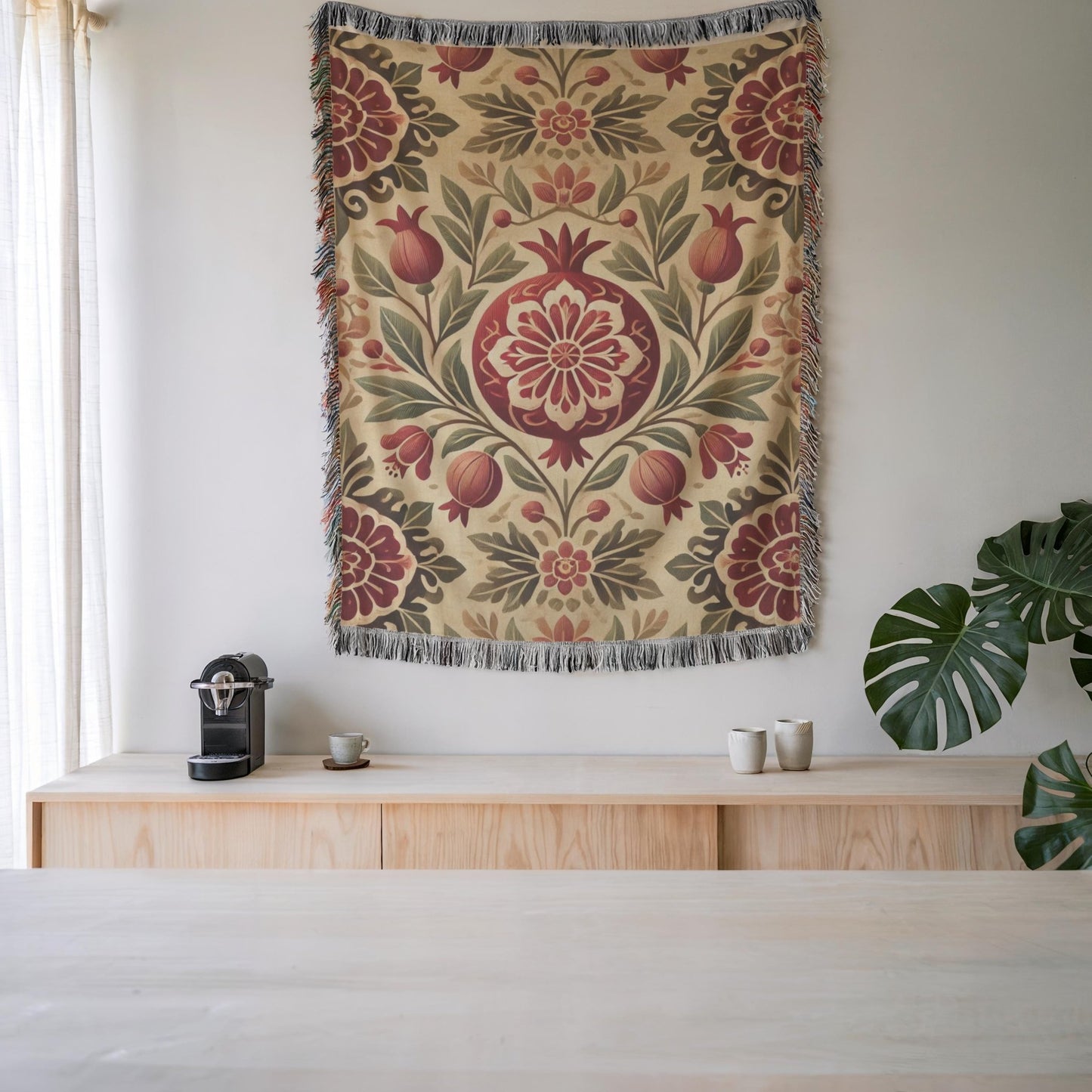 Armenian Pomegranate Woven Cotton Blanket – Armenian Christmas Gift - timelessbohochic.com