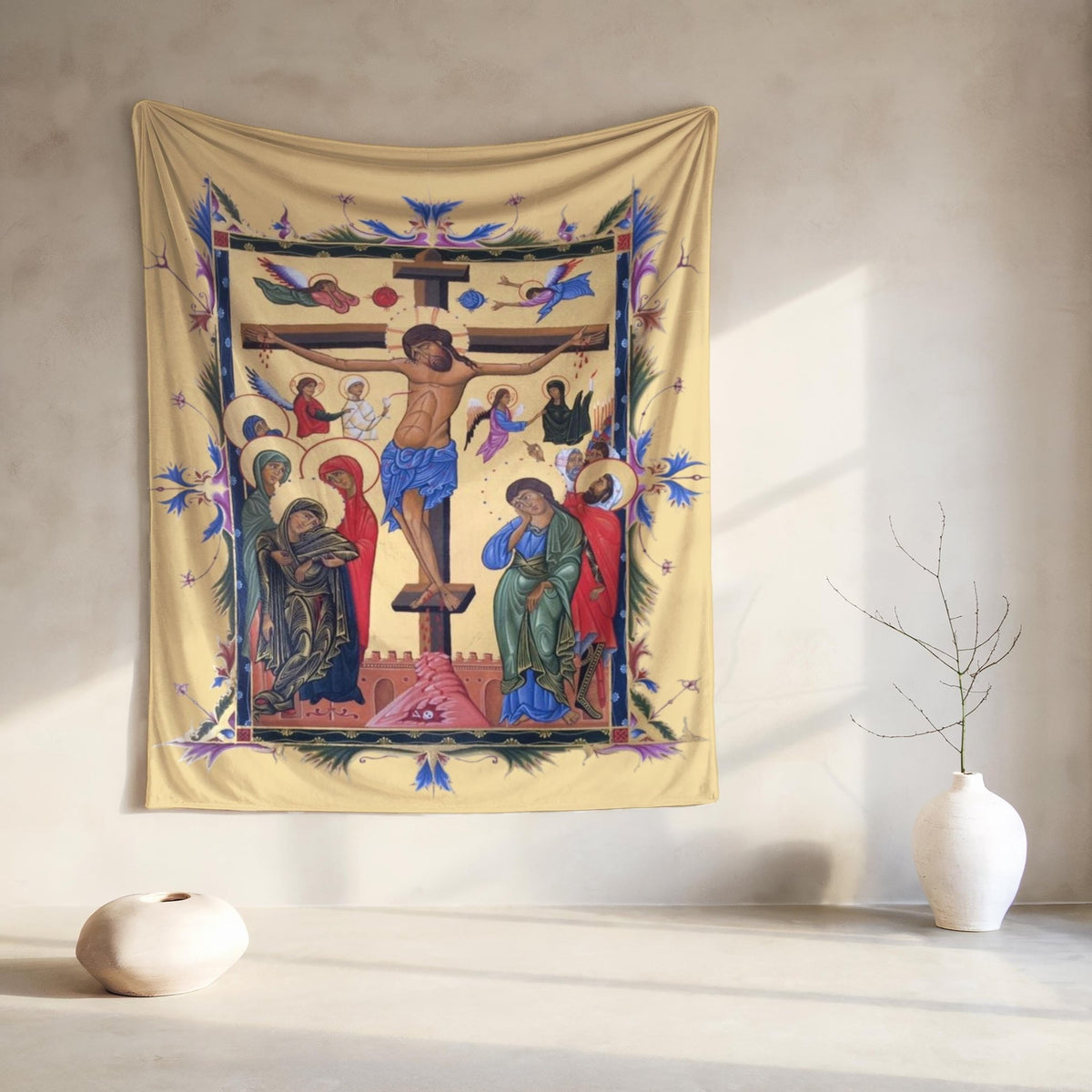 Armenian Sacred Scene Plush Velveteen Blanket – Diaspora Heritage Gift
