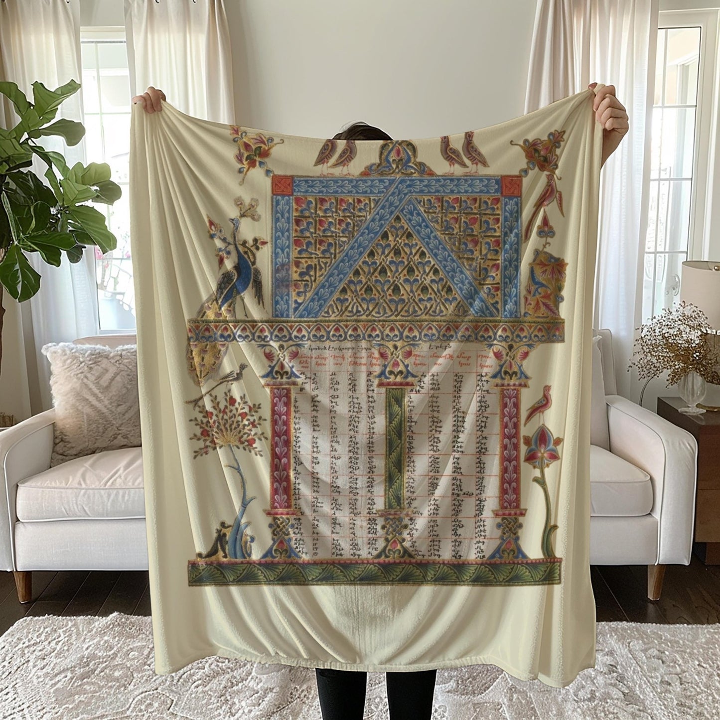 Armenian Sacred Scene Plush Velveteen Blanket Prayer – Diaspora Heritage Gift - timelessbohochic.com