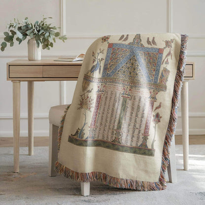 Armenian Sacred Scene Woven Cotton Blanket – Diaspora Heritage Gift