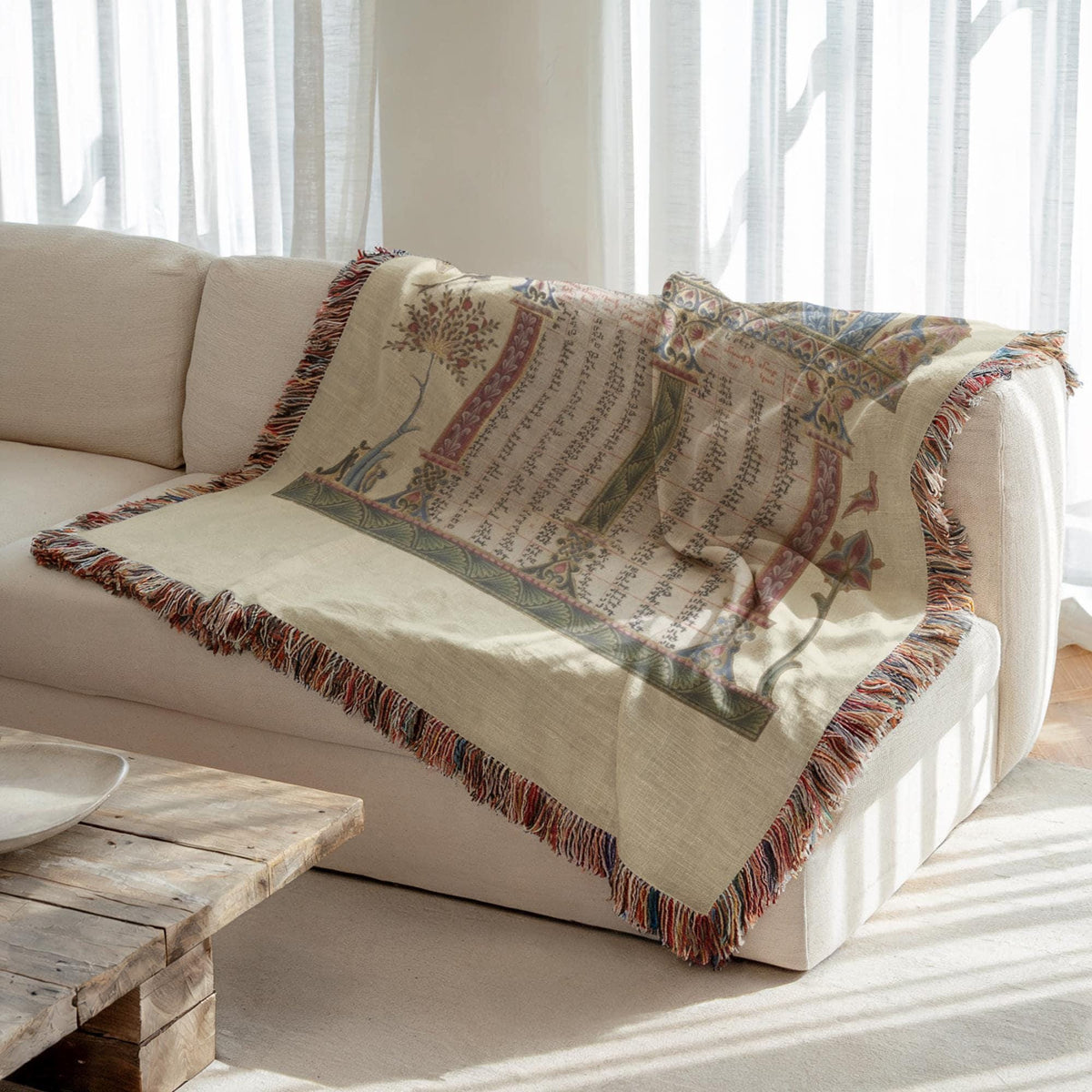 Armenian Sacred Scene Woven Cotton Blanket – Diaspora Heritage Gift