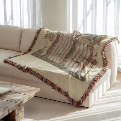 Armenian Sacred Scene Woven Cotton Blanket – Diaspora Heritage Gift