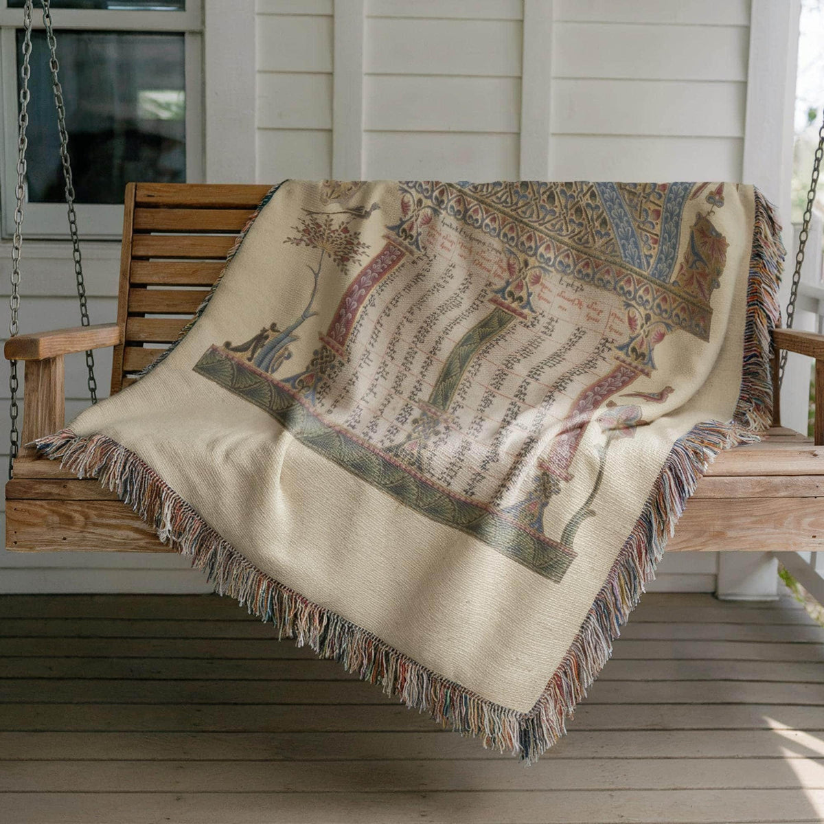 Armenian Sacred Scene Woven Cotton Blanket – Diaspora Heritage Gift