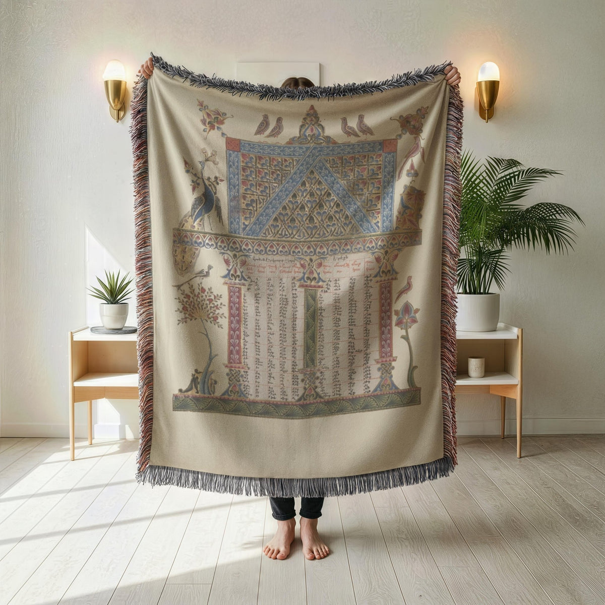 Armenian Sacred Scene Woven Cotton Blanket – Diaspora Heritage Gift