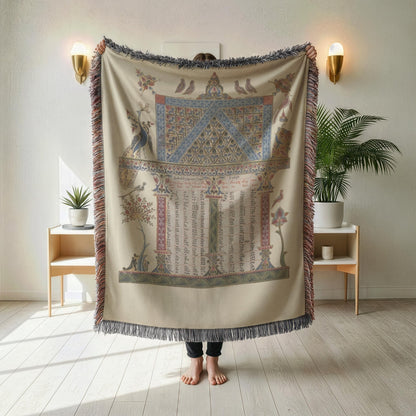 Armenian Sacred Scene Woven Cotton Blanket – Diaspora Heritage Gift