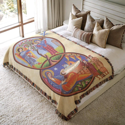 Armenian Sacred Scene Woven Wall Tapestry – Armenian Christmas Gift - timelessbohochic.com