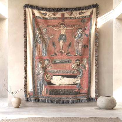 Armenian Sacred Scene Woven Wall Tapestry Artisan – Diaspora Heritage Gift - timelessbohochic.com