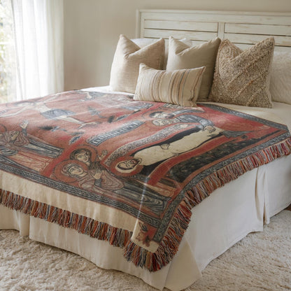 Armenian Sacred Scene Woven Wall Tapestry Artisan – Diaspora Heritage Gift - timelessbohochic.com