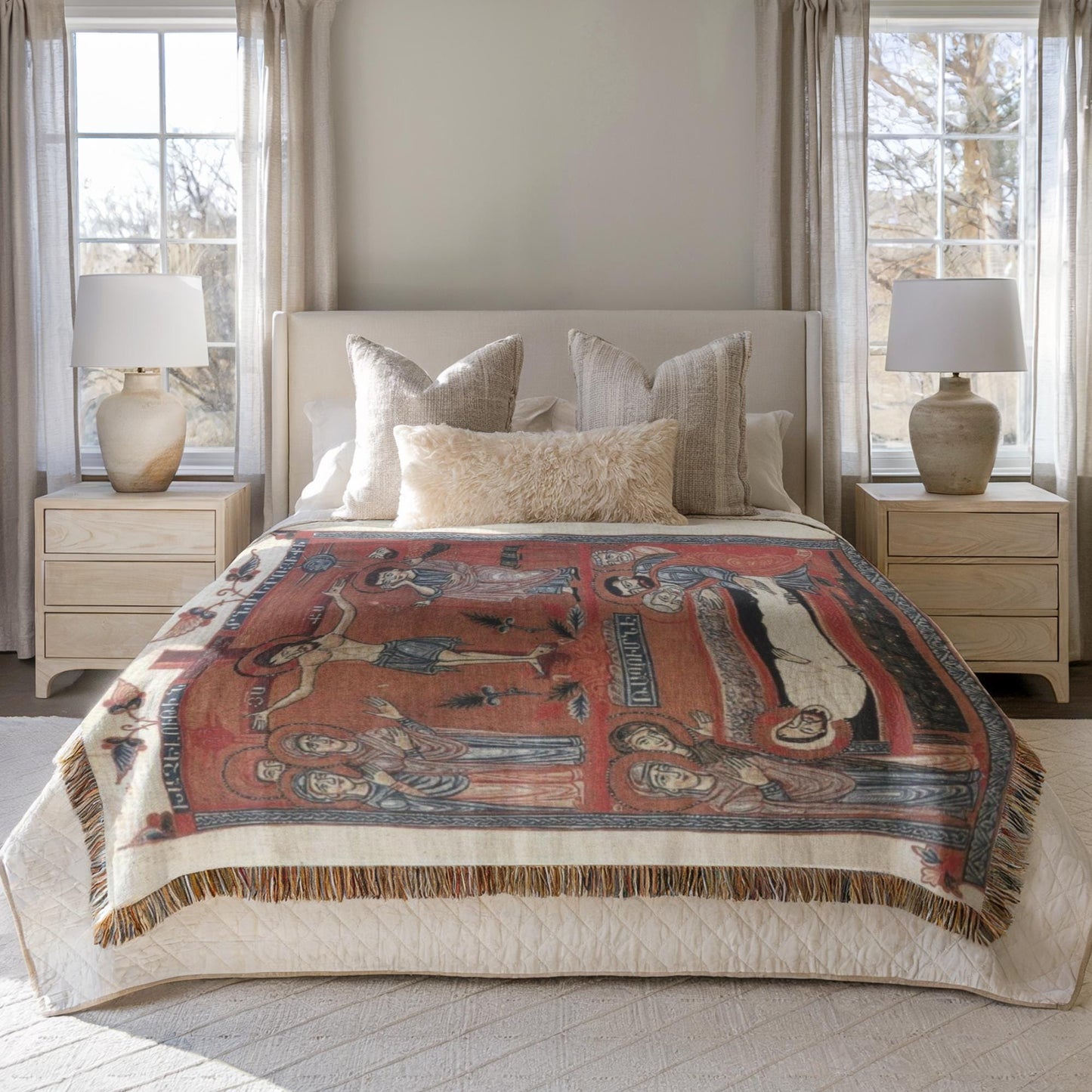 Armenian Sacred Scene Woven Wall Tapestry Artisan – Diaspora Heritage Gift - timelessbohochic.com